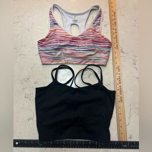 Sport Bra Bundle-  Colorful Striped‎ and Black Camisole